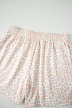 Leopard Zip Polo Top & Elastic Shorts Set