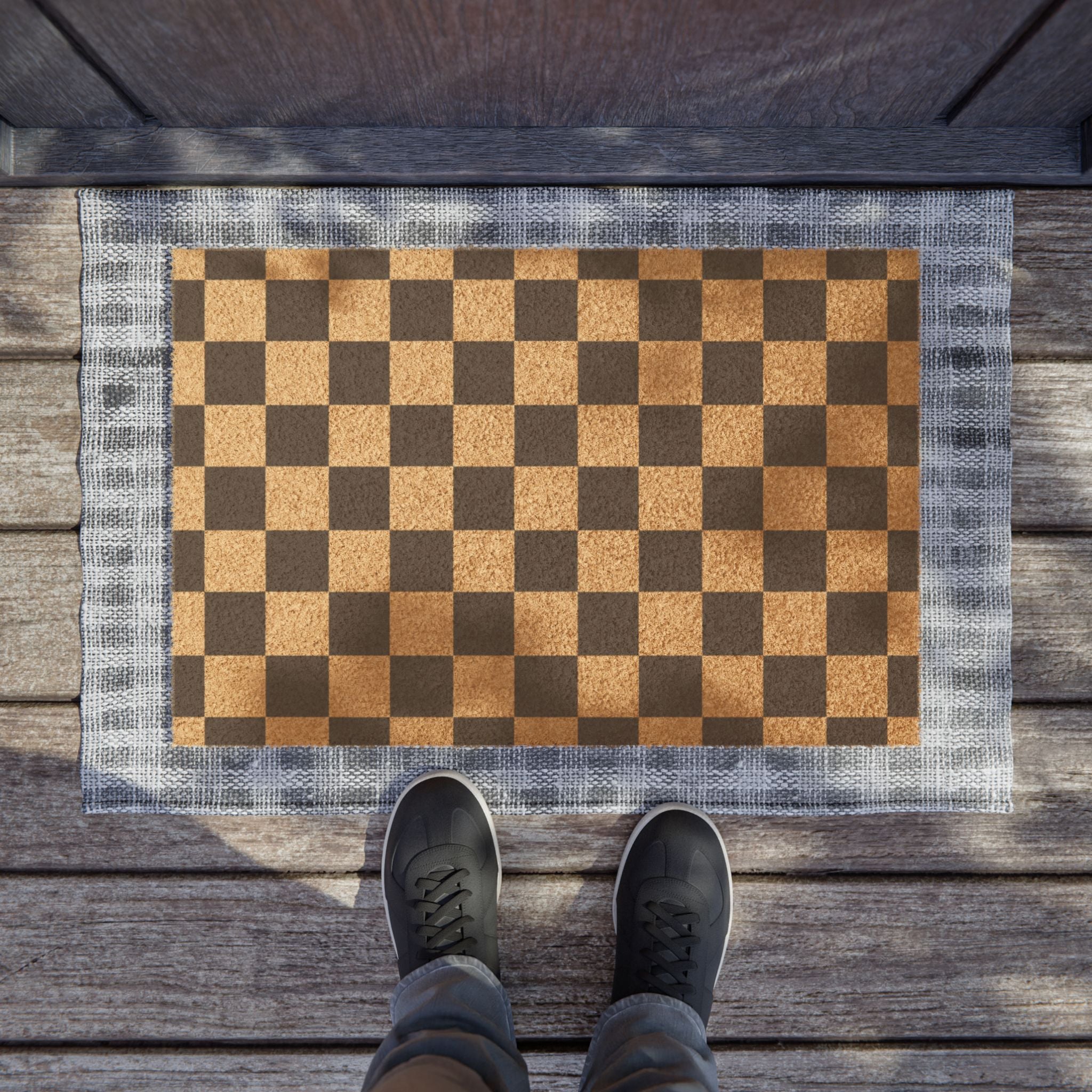 Checkered Coir Doormat