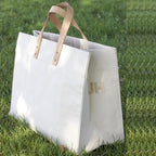 Box Tote Bag Canvas and Leather