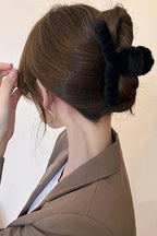 10 Piece Women Black Plush Hair Claw Clip Set Soft Comfortable Daily U