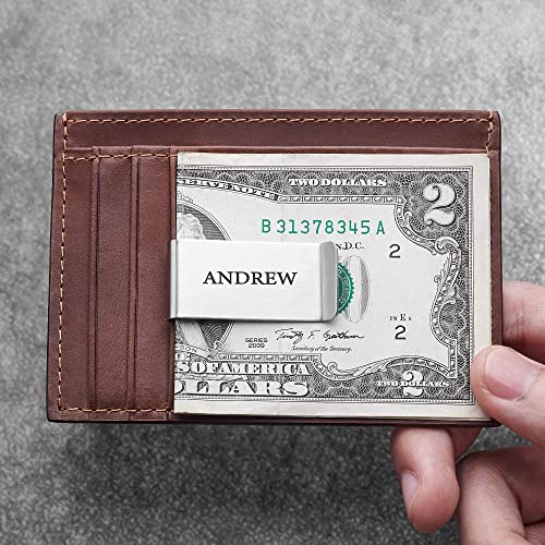 Personalized Metal Money Clip, Engraved Anniversary Gift for Dad