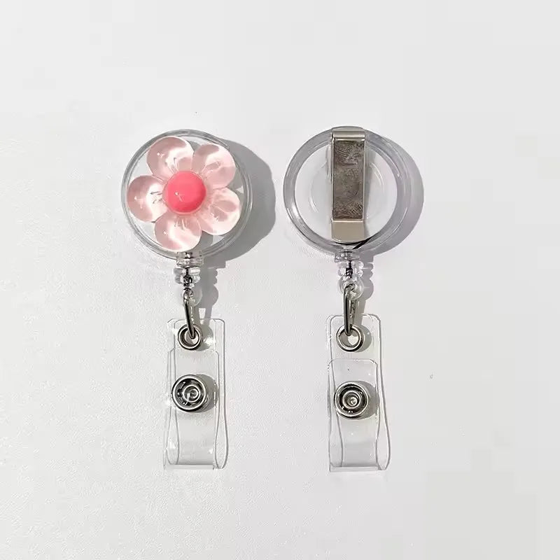 Floral Badge Reel for Women Retractable Worker