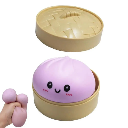 Colorful Dumpling Squishy Stress Relief Balls with Steamer Reusable
