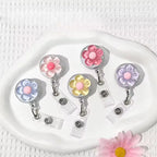 Floral Badge Reel for Women Retractable Worker