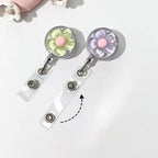 Floral Badge Reel for Women Retractable Worker