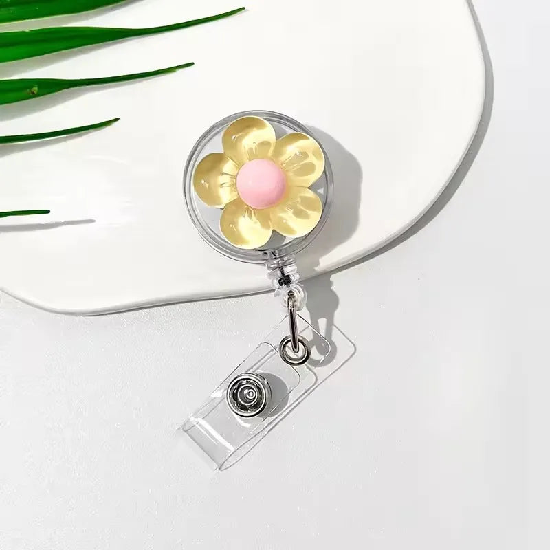 Floral Badge Reel for Women Retractable Worker