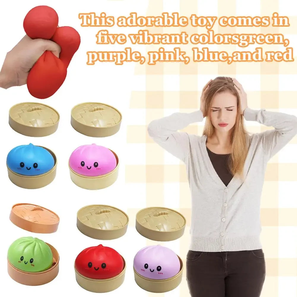 Colorful Dumpling Squishy Stress Relief Balls with Steamer Reusable