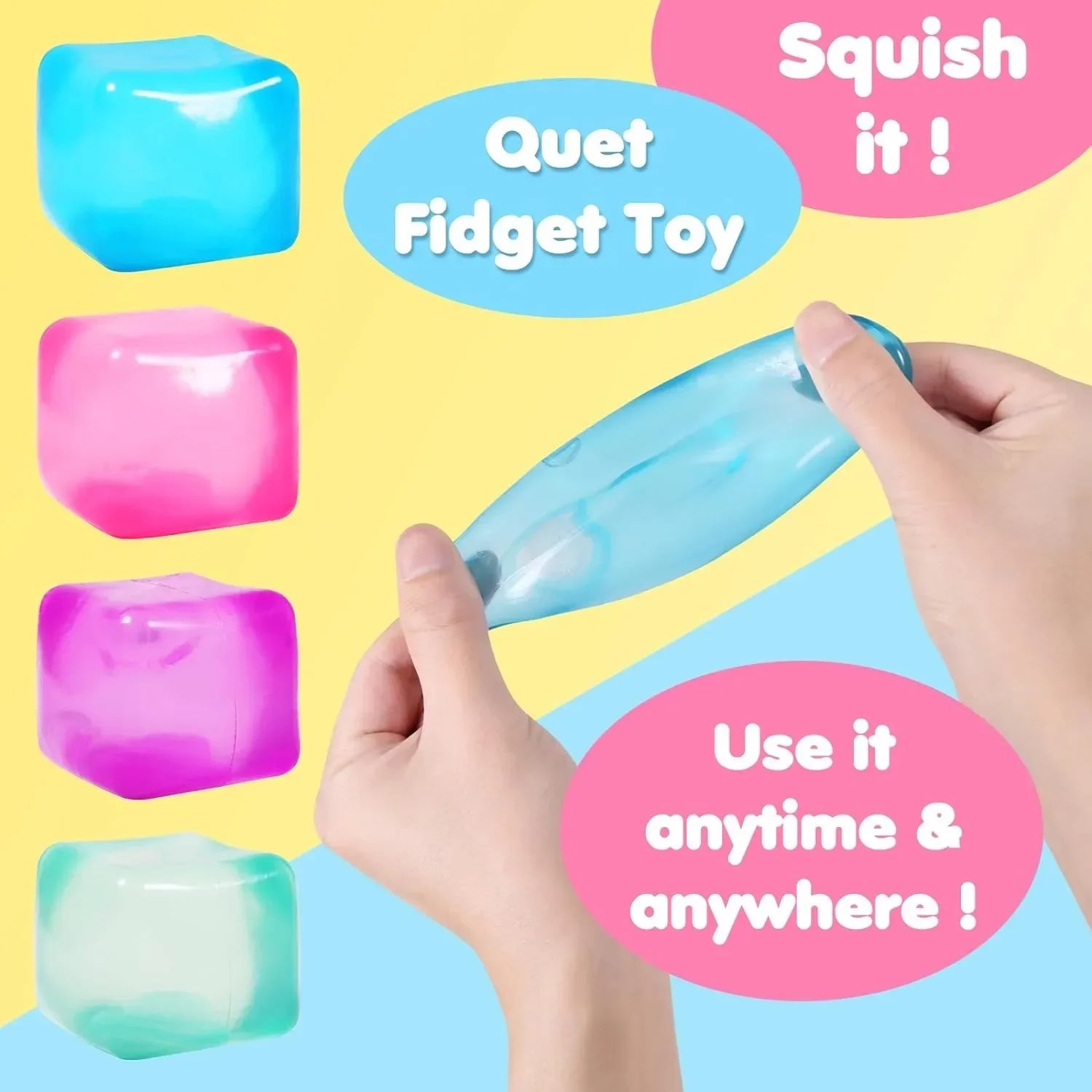 High Density Gel Ice Cube Toy Square Decompression Vent Squishy Stress
