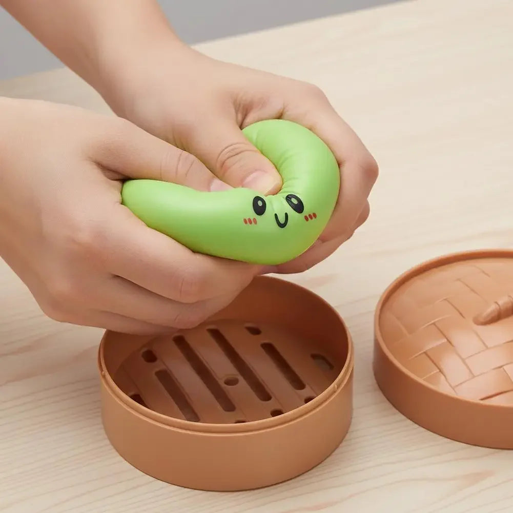 Colorful Dumpling Squishy Stress Relief Balls with Steamer Reusable
