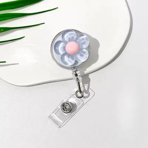 Floral Badge Reel for Women Retractable Worker