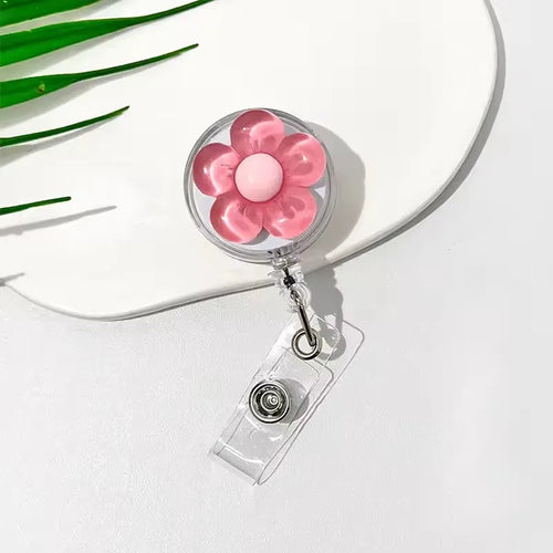 Floral Badge Reel for Women Retractable Worker