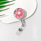 Floral Badge Reel for Women Retractable Worker