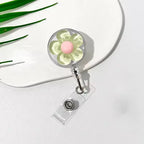 Floral Badge Reel for Women Retractable Worker