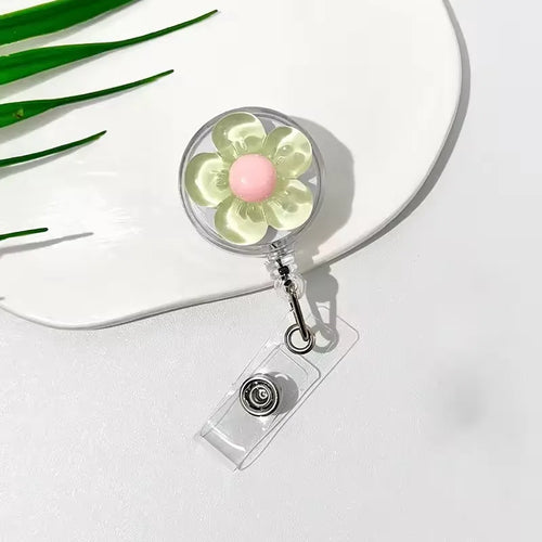 Floral Badge Reel for Women Retractable Worker
