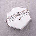 3 ASSORTED HEART PENDANT CHAIN BRACELET SET