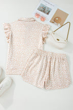 Leopard Zip Polo Top & Elastic Shorts Set