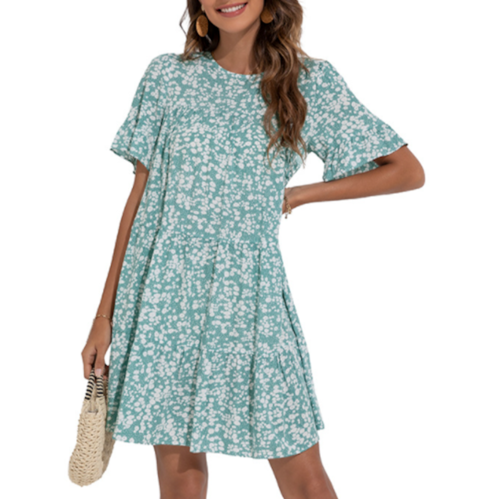 Floral Dress with Ruffle Sleeves