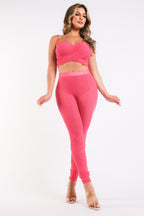 Casual Sports Sleeve Top & Leggings FUCHSIA