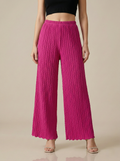 Textured Pleated Palazzo Pants for Women || Pack of 01
