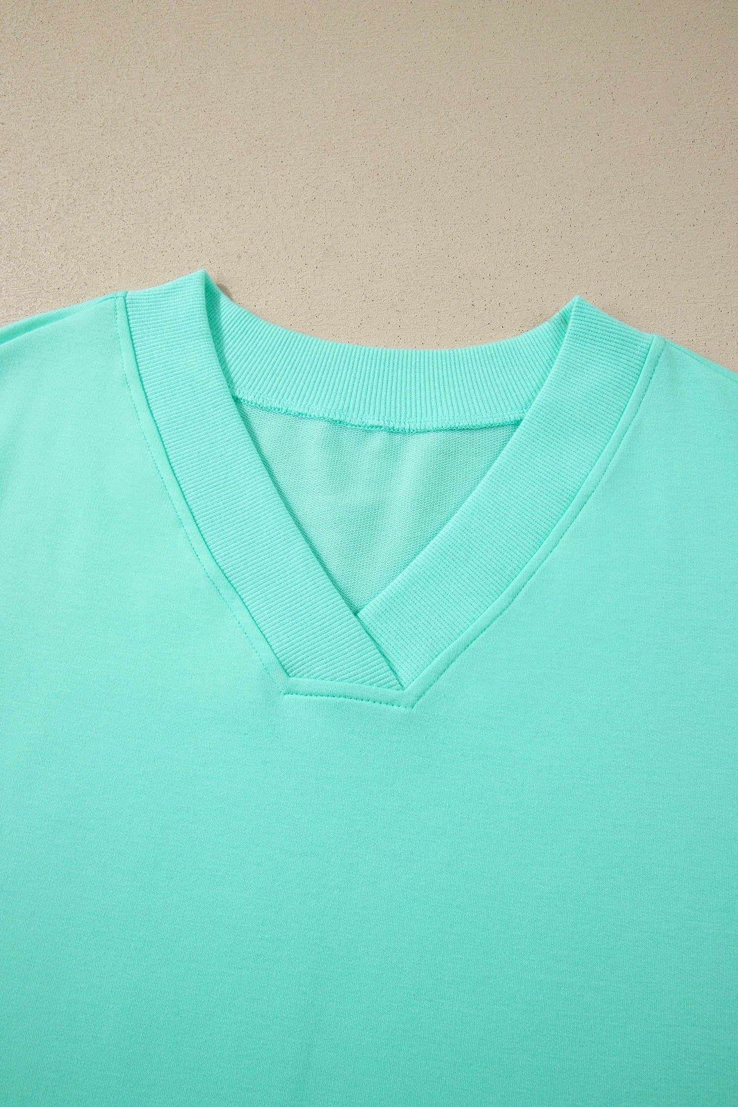 Solid V-Neck Short Sleeve Top & Drawstring Shorts Set