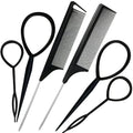 Rat Tail Comb & Hair Styling Tool Set 6 Pcs