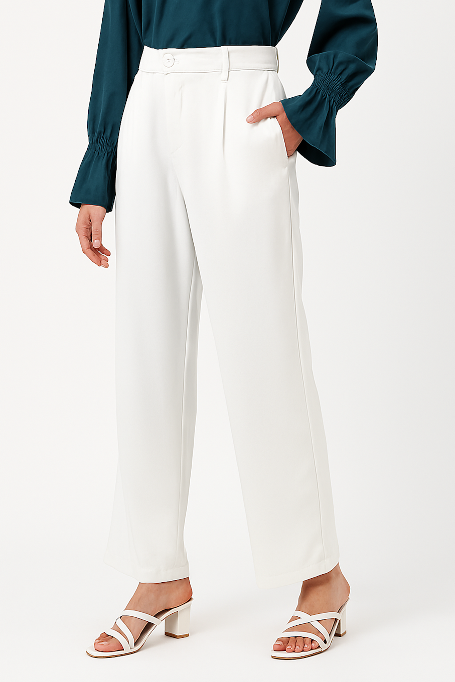 Trouser for Women-White (Size-S) | D103