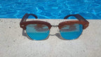 Brazilian Pear Wood Sunglasses, Ice Blue Polarized Lenses
